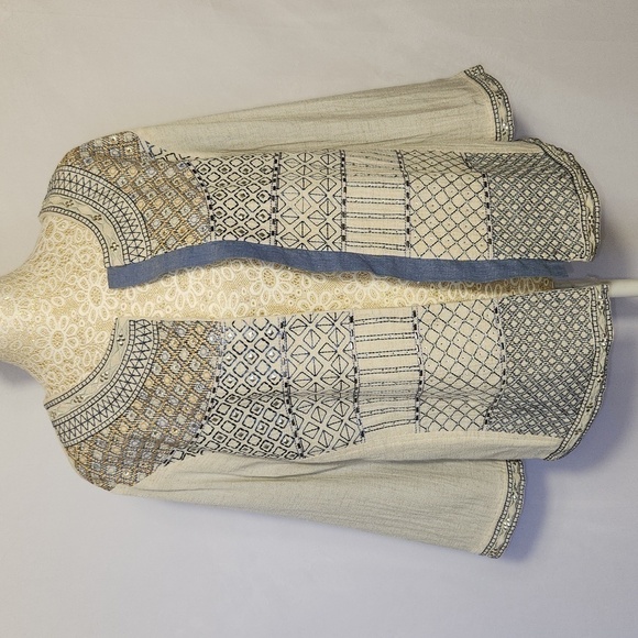 Madison Multiples Embroidered Studded Round Neck Southwestern Jacket Topper SZ L - Picture 2 of 15